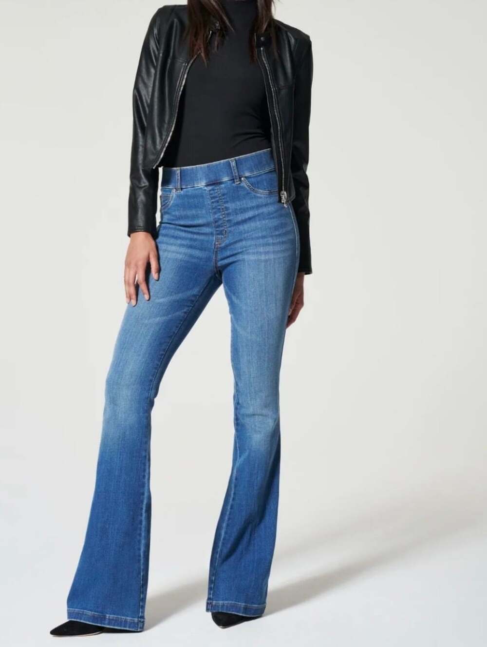 Spanx Flare Jeans Size S/P Vintage Indigo Blue Pull-On Denim